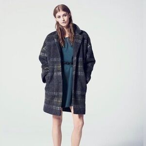 Julie Brandt Women’s S Coco Tartan Plaid Wool Blend Long‎ Winter Coat Jacket